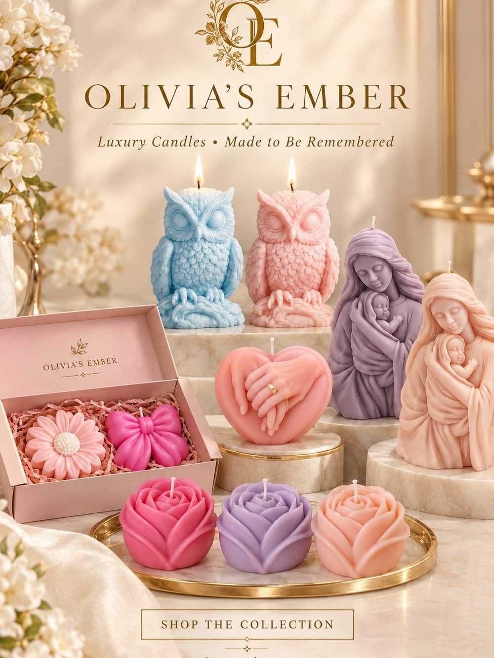 Luxury Pastel Scented Candles - Set of Decorative Shapes